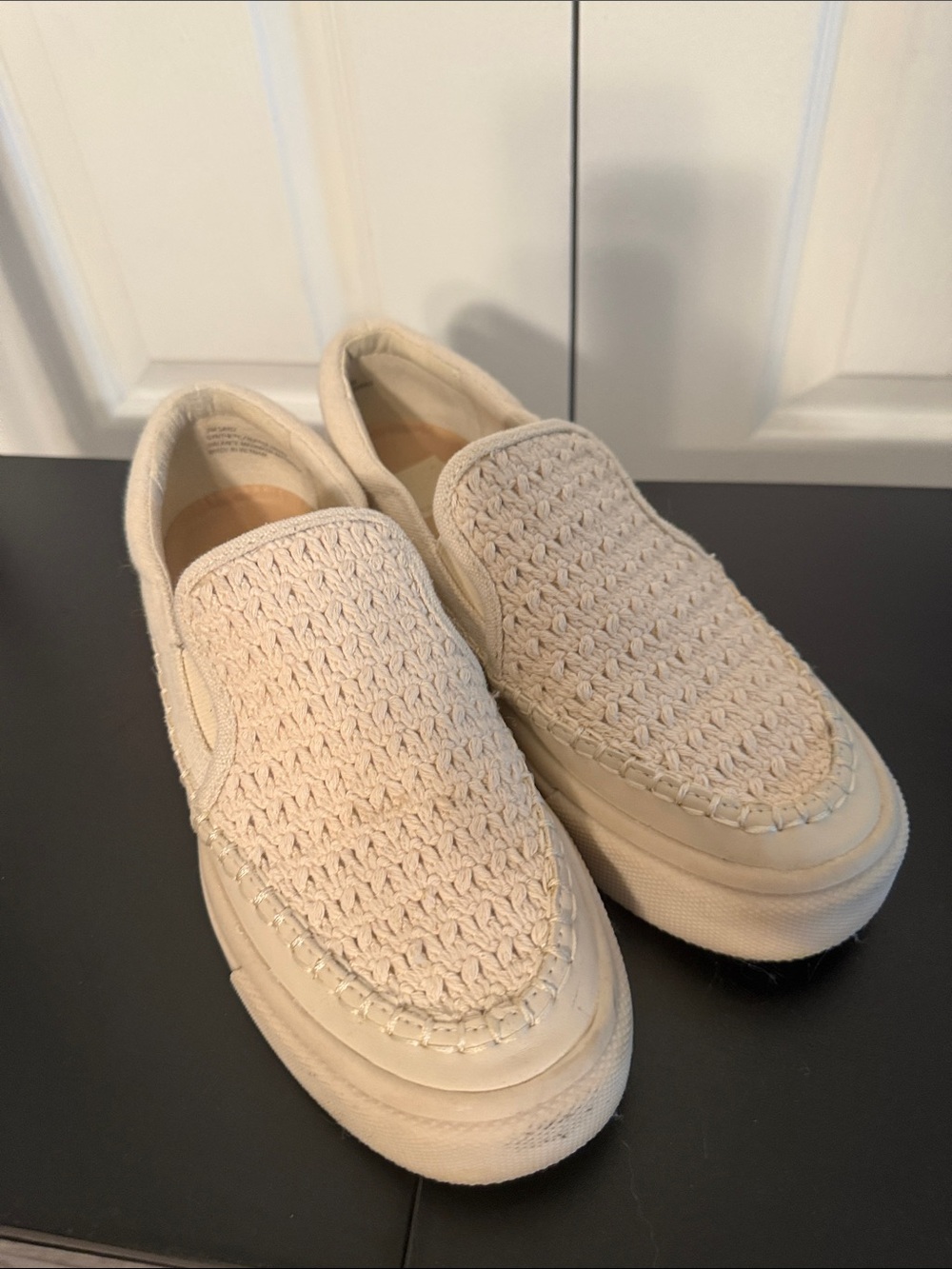 Women’s  Slip-On Woven Casual Shoes - Cream